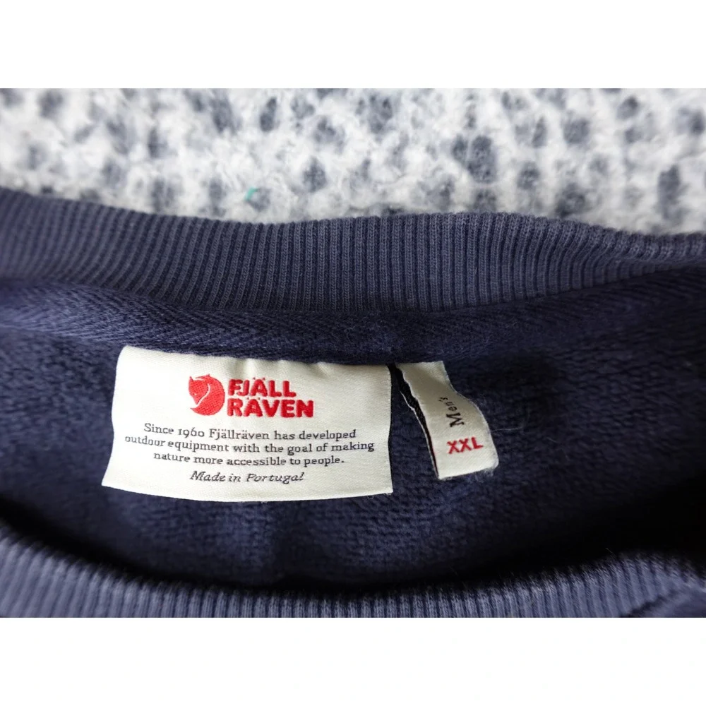 Fjallraven Logo Sweater Mens‎ XXL Navy Blue Graphic Pullover Crewneck F84141